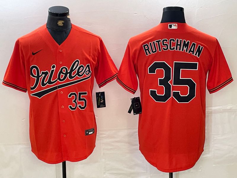 Men Baltimore Orioles #35 Rutschman Orange Nike Game 2024 MLB Jersey style 1->->MLB Jersey